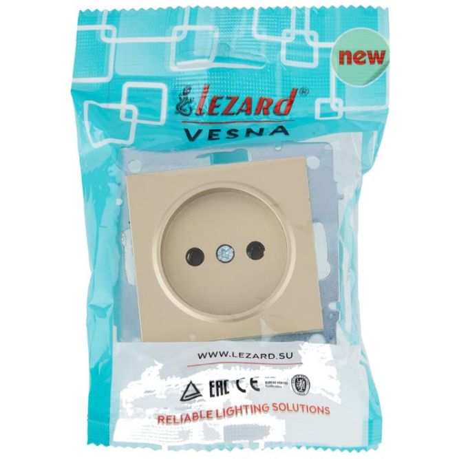 Розетка VESNA без заземл. ПБТ зол. LEZARD 742-3688-121B