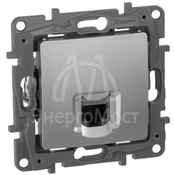 Механизм розетки информ. 1-м СП Etika RJ45 CAT.5E UTP алюм. Leg 672441