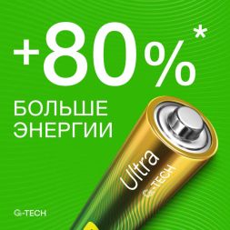 Элемент питания алкалиновый AA/LR6 1.5В Ultra Alkaline G-Tech 15AUA21-2CRSBC2 20/80 (блист.2шт) GP 1229