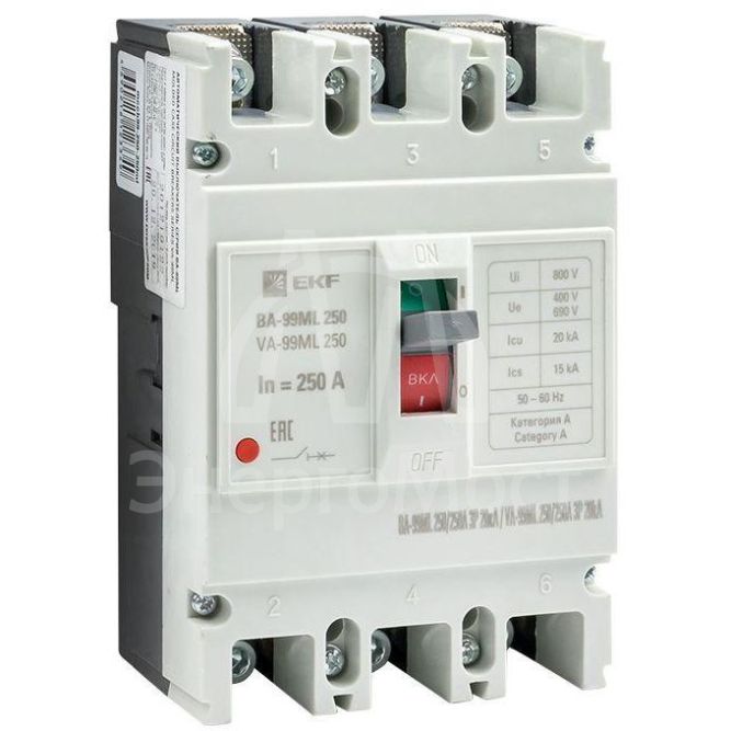 Выключатель автоматический 3п 250/250А 20кА ВА-99МL Basic EKF mccb99-250-250mi