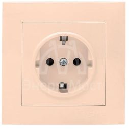 Розетка 1-м СП Валенсия 16А IP20 с заземл. защ. шторки крем. PROxima EKF EWR16-028-20