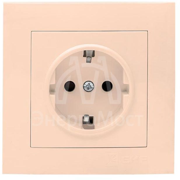 Розетка 1-м СП Валенсия 16А IP20 с заземл. защ. шторки крем. PROxima EKF EWR16-028-20