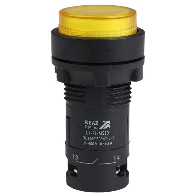 Кнопка с подсветкой OptiSignal Compact D22 С7-PL-M510 желт. 1НО 230В AC XB7NW35M1 КЭАЗ 362102