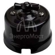 Выключатель проходной поворотный 1-кл. ОП Лизетта 10А IP20 ретро 4 полож. ABS-пластик черн. Bironi B1-201-23