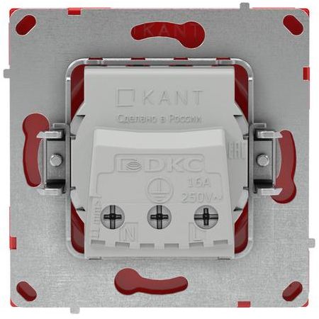 Розетка силовая KANT 2P+E без шторки красн. сатин DKC 7001033