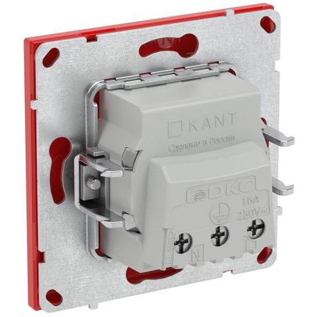 Розетка силовая KANT 2P+E без шторки красн. сатин DKC 7001033