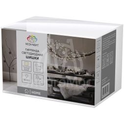 Гирлянда светодиодная &amp;quot;Шишки&amp;quot; 1.5м 10LED тепл. бел. провод прозр. 2хAA (батарейки не в комплекте) Neon-Night 303-098