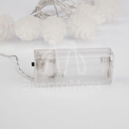 Гирлянда светодиодная &amp;quot;Шишки&amp;quot; 1.5м 10LED тепл. бел. провод прозр. 2хAA (батарейки не в комплекте) Neon-Night 303-098