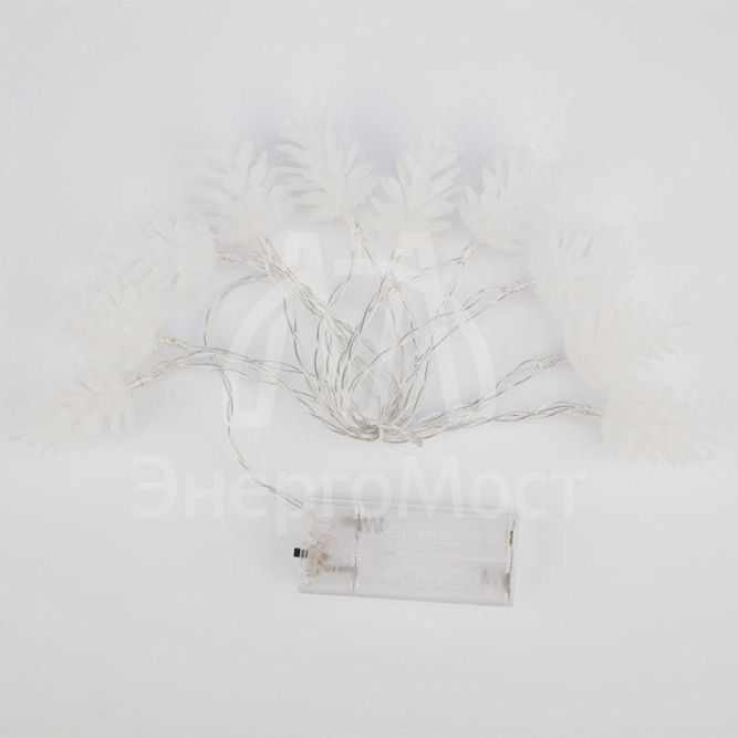 Гирлянда светодиодная &amp;quot;Шишки&amp;quot; 1.5м 10LED тепл. бел. провод прозр. 2хAA (батарейки не в комплекте) Neon-Night 303-098