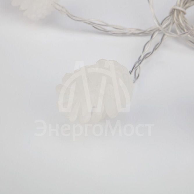 Гирлянда светодиодная &amp;quot;Шишки&amp;quot; 1.5м 10LED тепл. бел. провод прозр. 2хAA (батарейки не в комплекте) Neon-Night 303-098