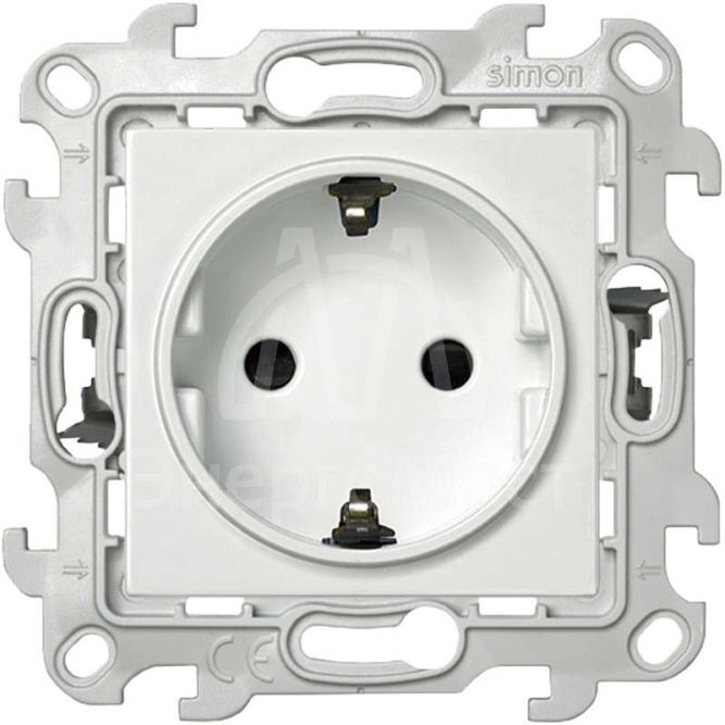 Механизм розетки 2К+З с защ. шторками Push&amp;amp;Go Simon24 бел. 2420432-030