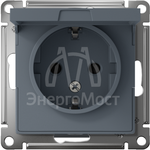 Механизм розетки 1-м СП AtlasDesign 16А IP20 с заземл. защ. шторки с крышкой грифель SchE ATN000746