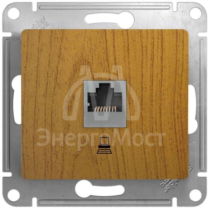 Механизм розетки комп. 1-м СП Glossa RJ45 дер. дуб SchE GSL000581K