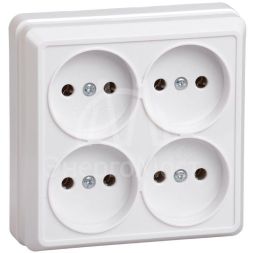 Розетка 4-м ОП Октава 10А IP20 без заземл. бел. IEK ERO40-K01-10-DC