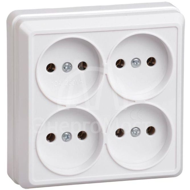 Розетка 4-м ОП Октава 10А IP20 без заземл. бел. IEK ERO40-K01-10-DC