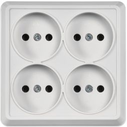Розетка 4-м ОП Октава 10А IP20 без заземл. бел. IEK ERO40-K01-10-DC
