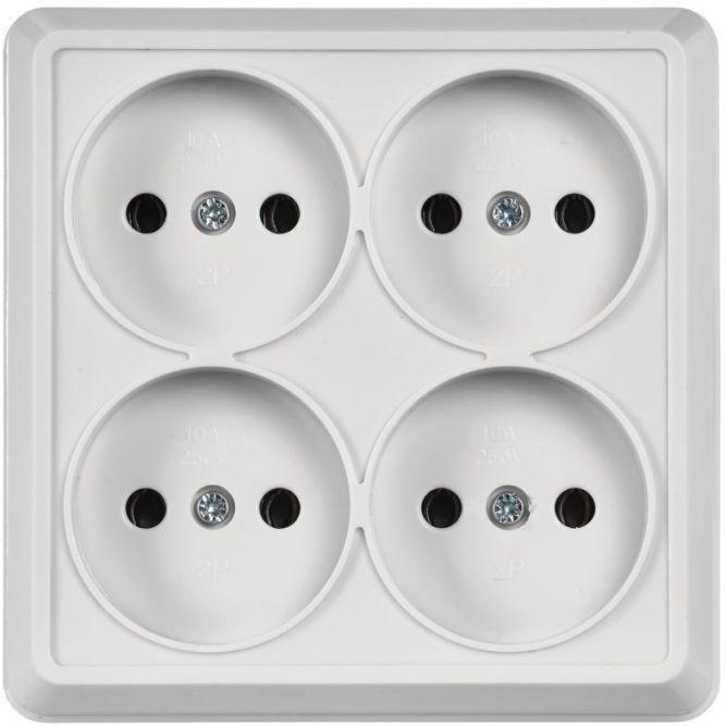 Розетка 4-м ОП Октава 10А IP20 без заземл. бел. IEK ERO40-K01-10-DC
