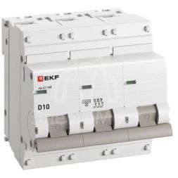 Выключатель автоматический модульный 3п D 10А 10кА ВА 47-100 PROxima EKF mcb47100-3-10D-pro