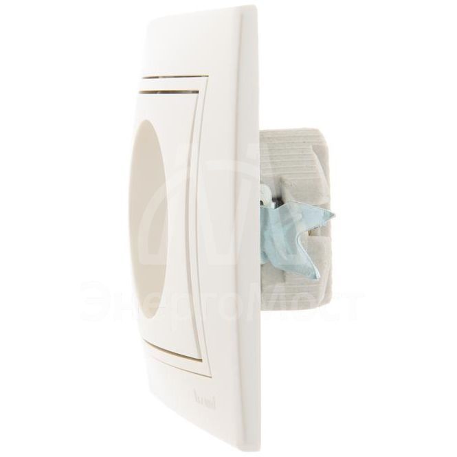 Розетка 1-м СП Мира 16А IP20 без заземл. керам. жемчуж. бел. перламутр LEZARD 701-3030-121