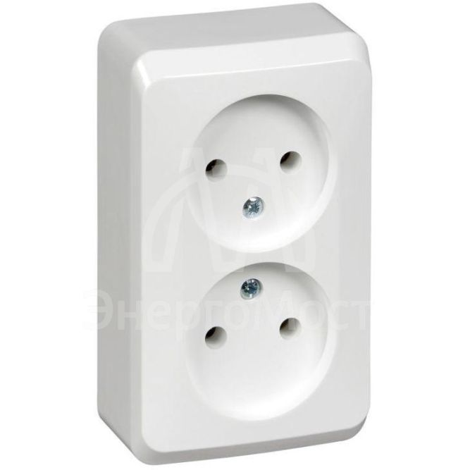 Розетка 2-м ОП Этюд 16А IP20 без заземл. бел. SchE PA16-005B