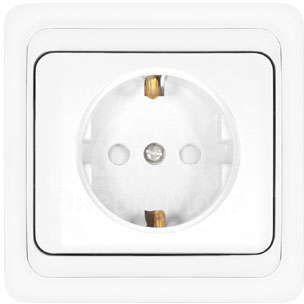 Розетка 1-м СП Валери 16А защ. шторки с заземл. бел. UNIVersal В0028х