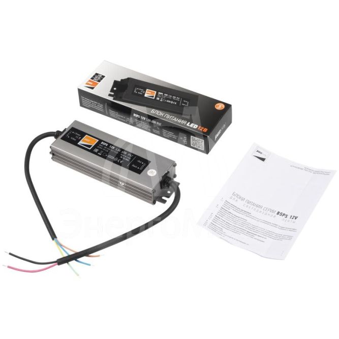 Блок питания для светодиодной ленты 60Вт 5А 12В IP67 BSPS влагозащ. метал. JazzWay 3329273A