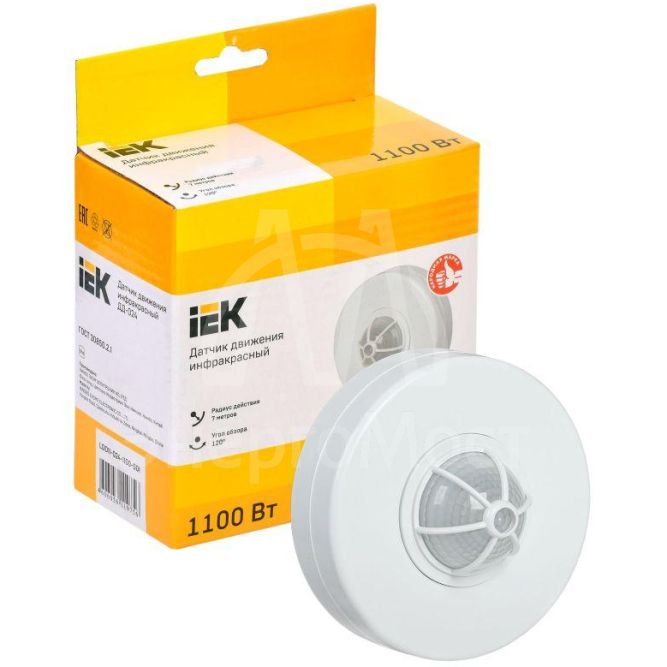 Детектор движения ДД 024 1100Вт угол. обз. 120-360град. 6м IP33 бел. IEK LDD11-024-1100-001