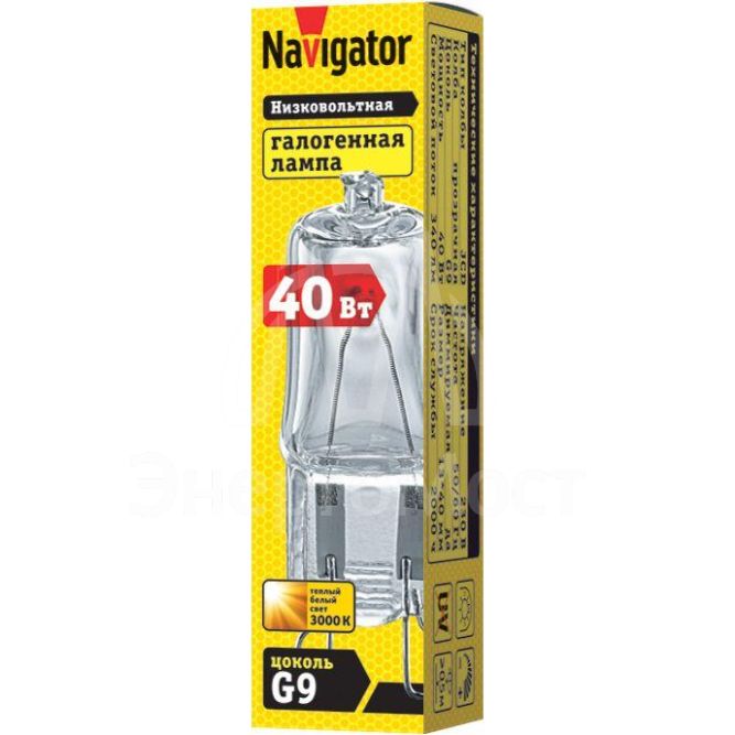 Лампа галогенная 94 215 JCD9 40Вт капсульная G9 3000К 230В clear 2000h Navigator 94215