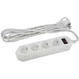 Удлинитель с сетевым фильтром 4х1.5м USF-M-4es-1.5m-W с заземл с выкл. ПВС 3х0.75 бел. ЭРА Б0019741