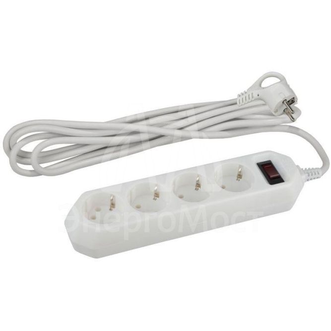 Удлинитель с сетевым фильтром 4х1.5м USF-M-4es-1.5m-W с заземл с выкл. ПВС 3х0.75 бел. ЭРА Б0019741