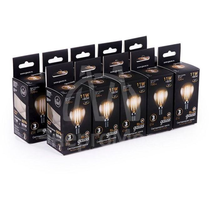 Лампа светодиодная Black Filament Шар E14 11Вт 2700К Gauss 105801111