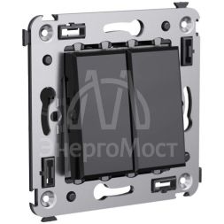 Выключатель 2-кл. 2мод. СП Avanti &amp;quot;Черный квадрат&amp;quot; 16А IP20 черн. DKC 4402104