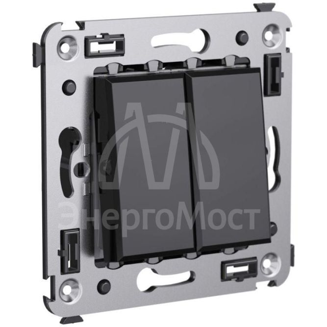 Выключатель 2-кл. 2мод. СП Avanti &amp;quot;Черный квадрат&amp;quot; 16А IP20 черн. DKC 4402104