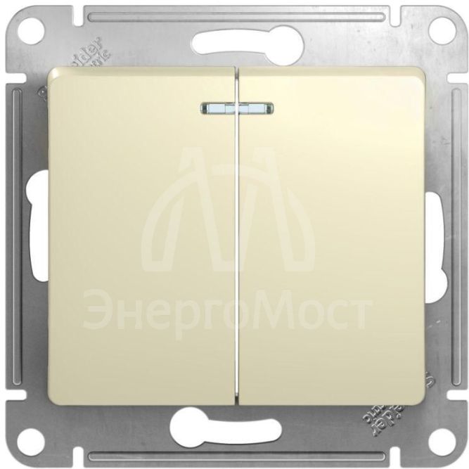 Механизм выключателя 2-кл. СП Glossa 10А IP20 (сх. 5а) 10AX с подсветкой беж. SchE GSL000253