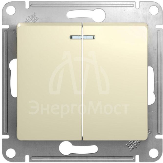 Механизм выключателя 2-кл. СП Glossa 10А IP20 (сх. 5а) 10AX с подсветкой беж. SchE GSL000253