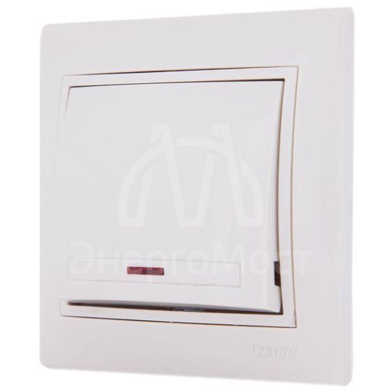 Выключатель 1-кл. СП Мира 10А IP20 с подсветкой со вставкой крем. LEZARD 701-0303-111