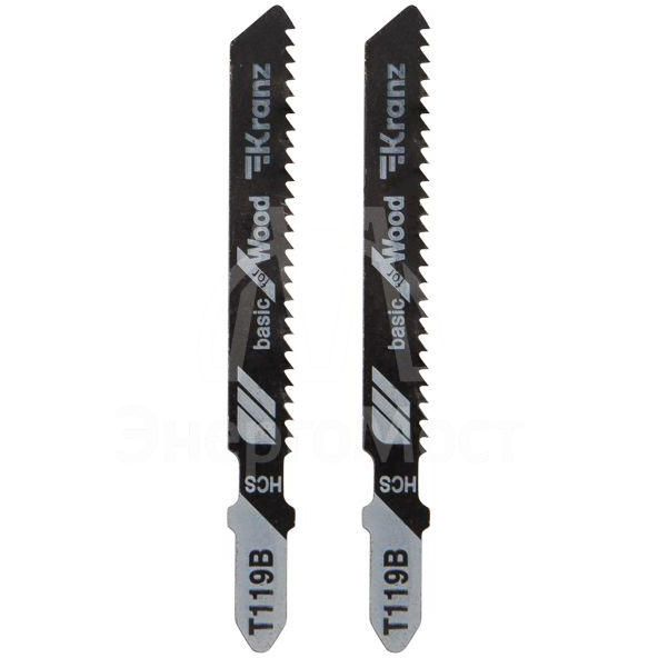 Пилка для электролобзика по дереву T119B 76мм 12 зубьев на дюйм 4-30мм (уп.2шт) Kranz KR-92-0310