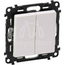 Механизм выключателя 2-кл. СП Valena Life 10А IP20 250В с лиц. панелью безвинт. зажимы бел. Leg 752405
