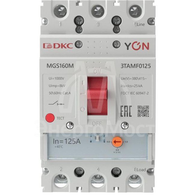 Выключатель автоматический MGS160 3P 100-125A 25kA YON MGS160M-3TAMF0125