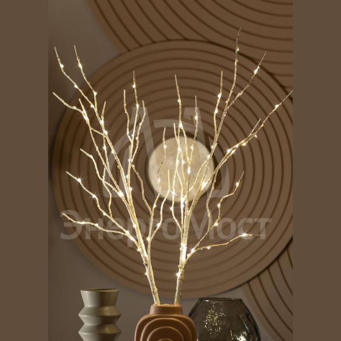 Ветвь березы без листьев иммитация 80см 100LED тепл. бел. IP44 6ч таймер провод бел. 50см (уп.2шт) КОСМОС KOC_INT-B126