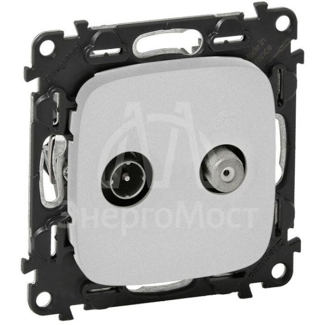 Розетка телевизионная TV/SAT Valena Allure двухкабельная с лицев. панелью механизм алюм. Leg 753958