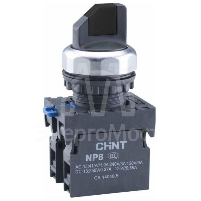 Переключатель без подсветки NP8-11X/212 2 полож. с фиксацией черн. 1НО+1НЗ IP65 (R) CHINT 578129