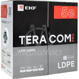Кабель витая пара F/UTP кат.5E 4 пары 24 AWG solid внешн. LDPE черн. TERACOM PRO PRO EKF TRP-5EFTP-04PE-BK-OUT3