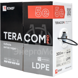 Кабель витая пара F/UTP кат.5E 4 пары 24 AWG solid внешн. LDPE черн. TERACOM PRO PRO EKF TRP-5EFTP-04PE-BK-OUT3