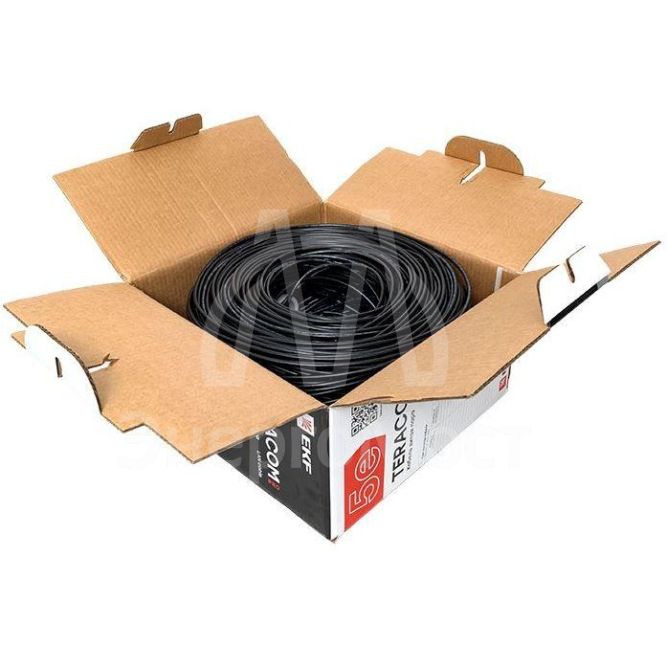 Кабель витая пара F/UTP кат.5E 4 пары 24 AWG solid внешн. LDPE черн. TERACOM PRO PRO EKF TRP-5EFTP-04PE-BK-OUT3