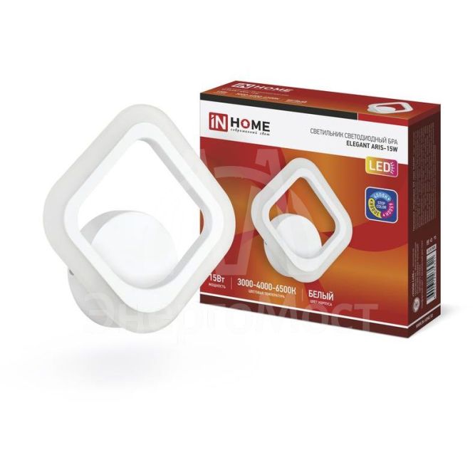 Светильник светодиодный ELEGANT ARIS-15W 15Вт 230В 3000-4000-6500К 1050лм STEP COLOR бел. IN HOME 4690612035321