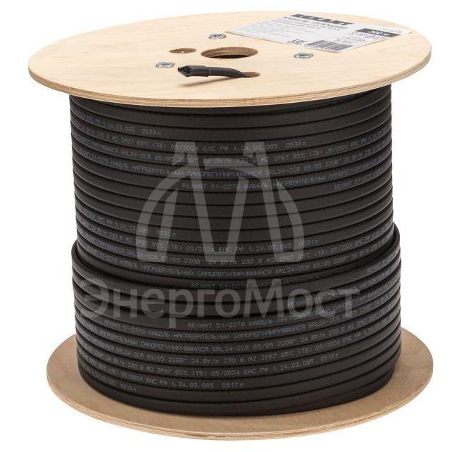 Кабель греющий (нагрев.) саморег. SRL24-2CR экранированный 24Вт/м 0.9кв.мм/70м 200м Rexant 51-0278