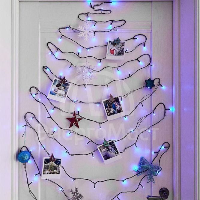 Гирлянда &amp;quot;ТВИНКЛ ЛАЙТ LED&amp;quot; (с контроллером 8 режимов) 10м 80LED 7Вт 220В IP20 син. провод темн.-зел. ПВХ NEON-NIGHT 303-043