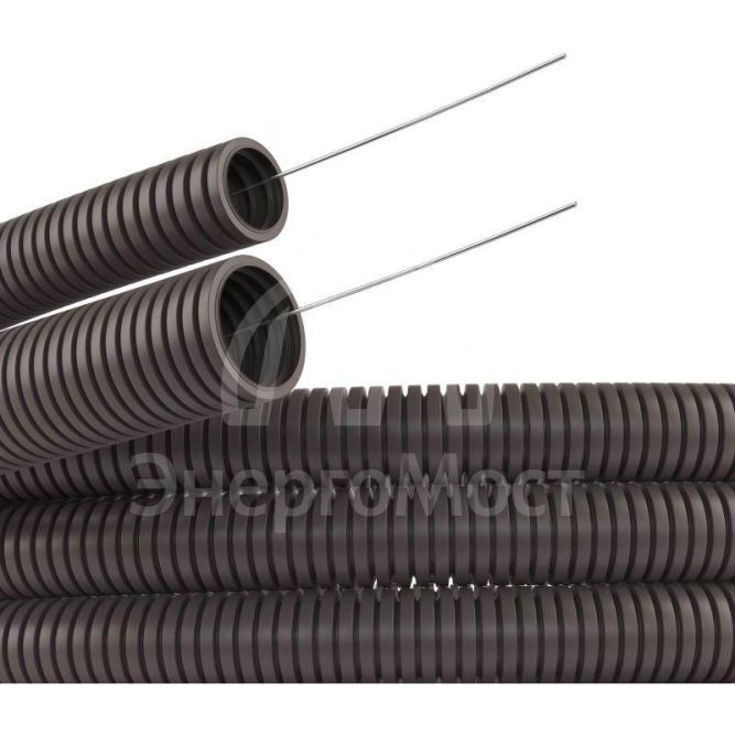 Труба гофрированная ПА 6 d12мм с протяж. темн. сер. (уп.50м) DKC PA611216F0