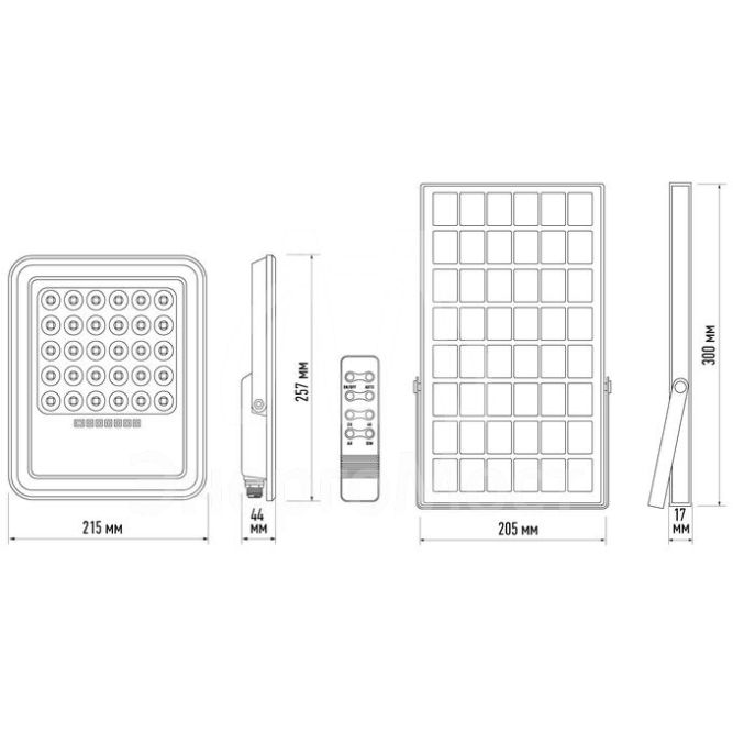 Прожектор светодиодный PFL SOLAR 02 100 6500К GR IP65 ДО с солнечн. панелью и пультом Pro+ JazzWay 5058477